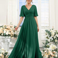 kleid | Fließendes V-Ausschnitt Chiffonkleid für Damen