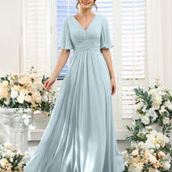 kleid | Fließendes V-Ausschnitt Chiffonkleid für Damen