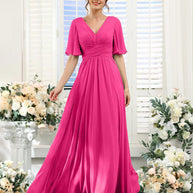 kleid | Fließendes V-Ausschnitt Chiffonkleid für Damen