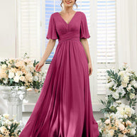 kleid | Fließendes V-Ausschnitt Chiffonkleid für Damen