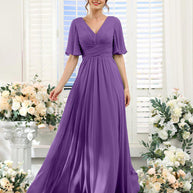 kleid | Fließendes V-Ausschnitt Chiffonkleid für Damen