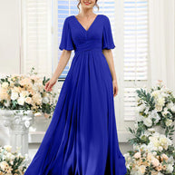 kleid | Fließendes V-Ausschnitt Chiffonkleid für Damen