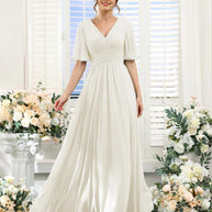 kleid | Fließendes V-Ausschnitt Chiffonkleid für Damen