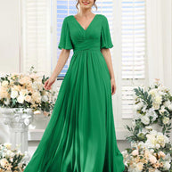 kleid | Fließendes V-Ausschnitt Chiffonkleid für Damen