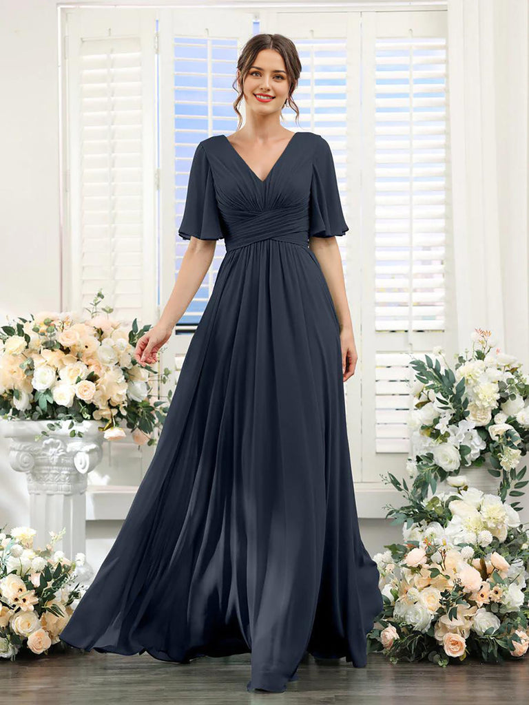 kleid | Fließendes V-Ausschnitt Chiffonkleid für Damen