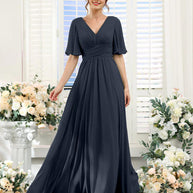 kleid | Fließendes V-Ausschnitt Chiffonkleid für Damen