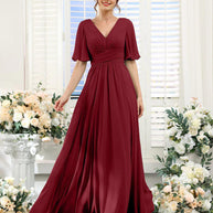 kleid | Fließendes V-Ausschnitt Chiffonkleid für Damen