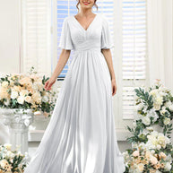 kleid | Fließendes V-Ausschnitt Chiffonkleid für Damen