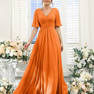 kleid | Fließendes V-Ausschnitt Chiffonkleid für Damen