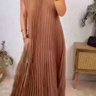 Elegantes Plissee-Kleid einfarbig ärmellos