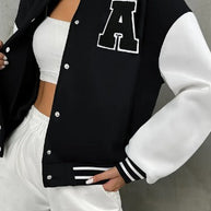 WW | Varsity Bomberjacke Damen - Buchstabenprint Freizeitjacke