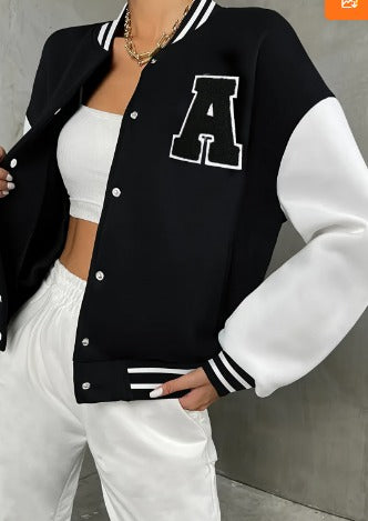 WW | Varsity Bomberjacke Damen - Buchstabenprint Freizeitjacke