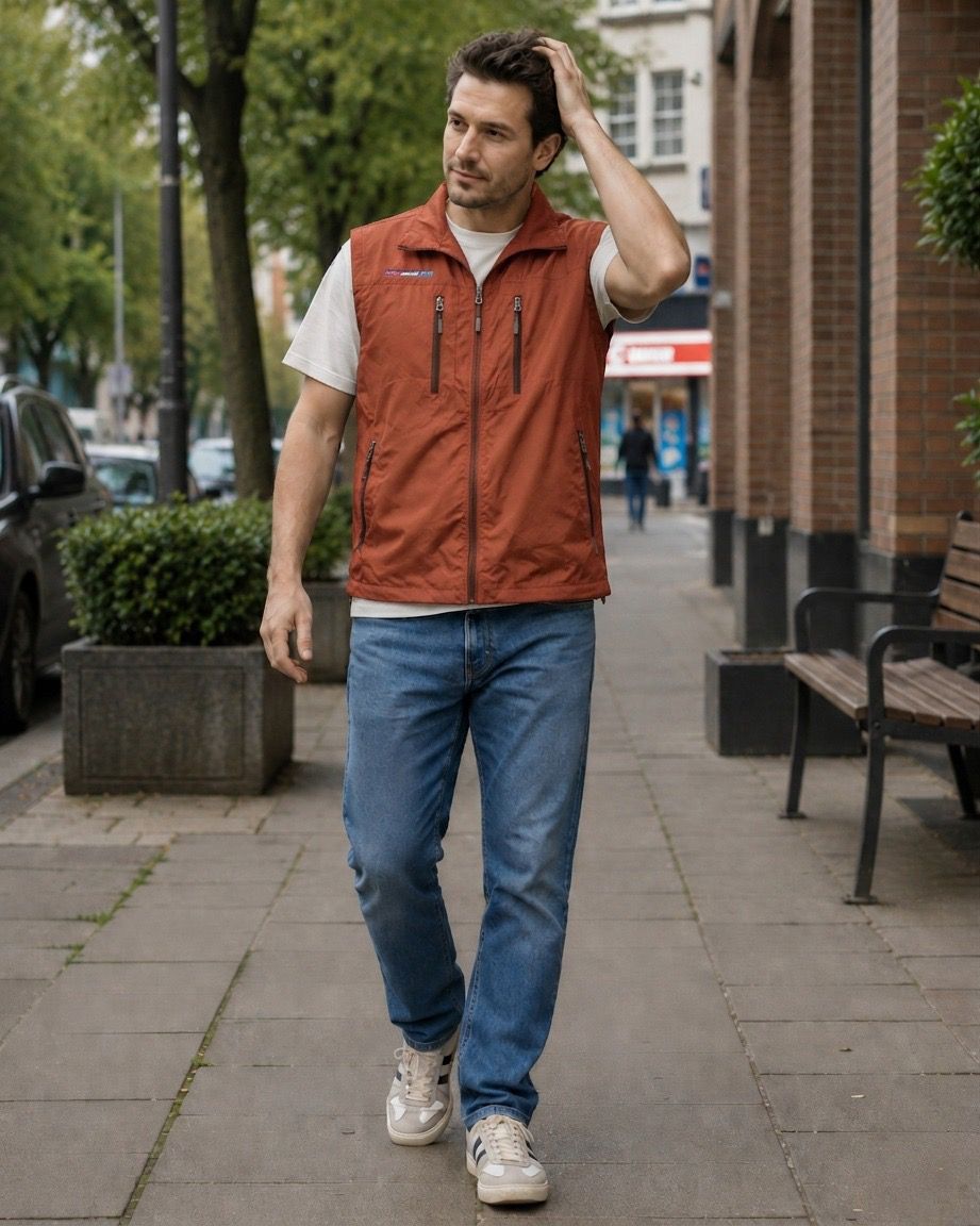 W&W Mode Herren Outdoor-Weste mit Reißverschluss und mehreren Taschen