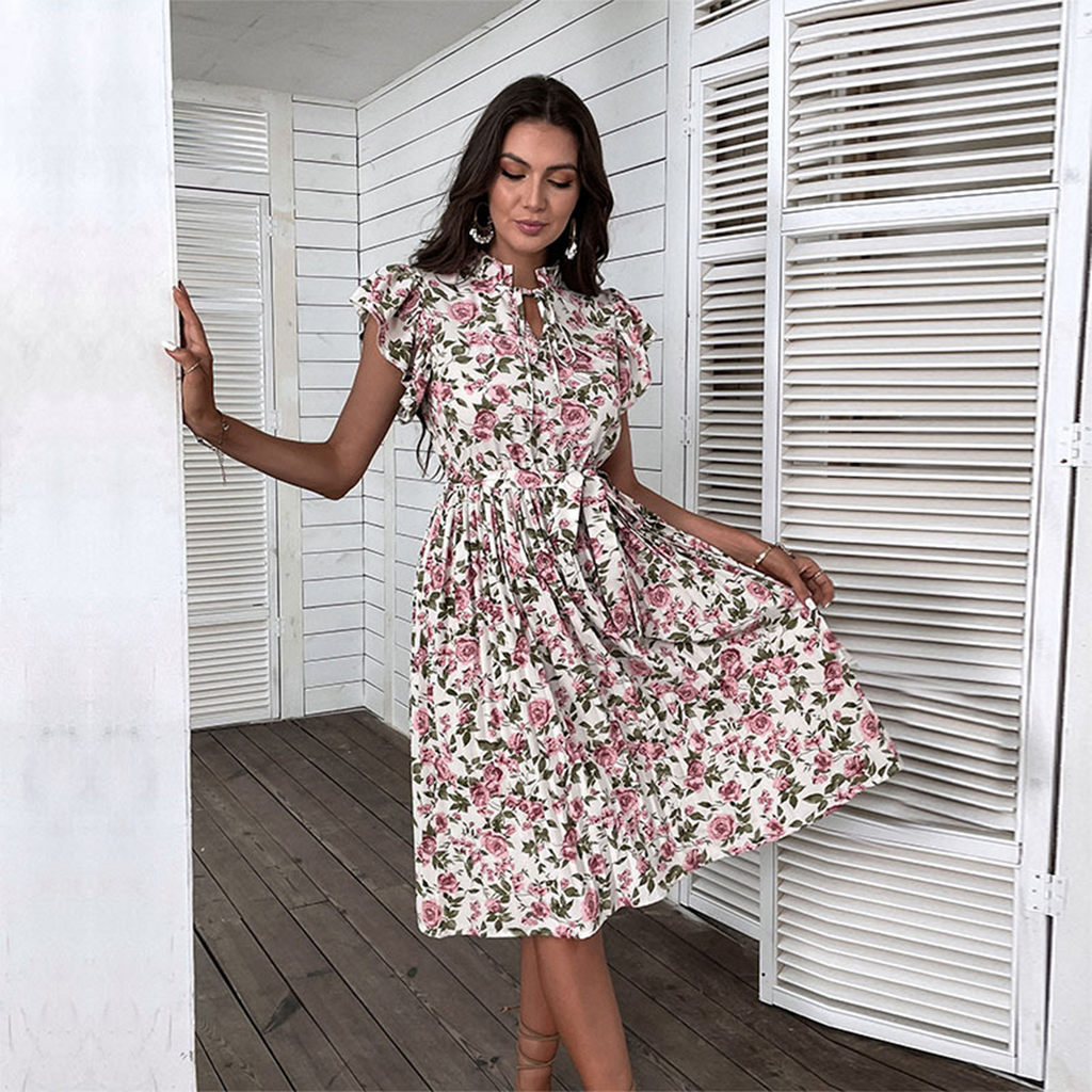 WW - Damen Stilvolles geblümtes Kleid