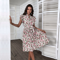 WW - Damen Stilvolles geblümtes Kleid