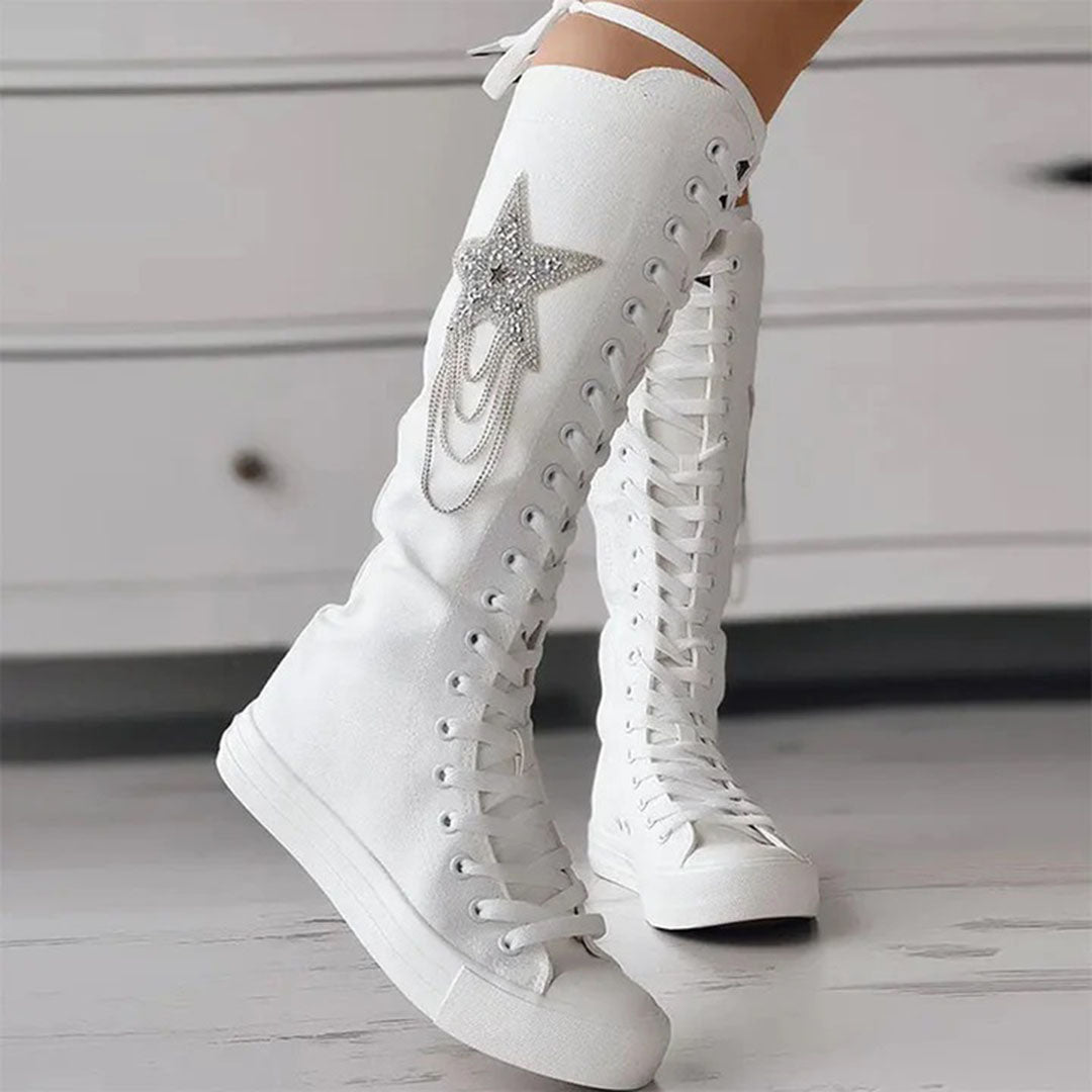 Orthopädische Schnürschuhe mit Stern-Design und hohem Schaft