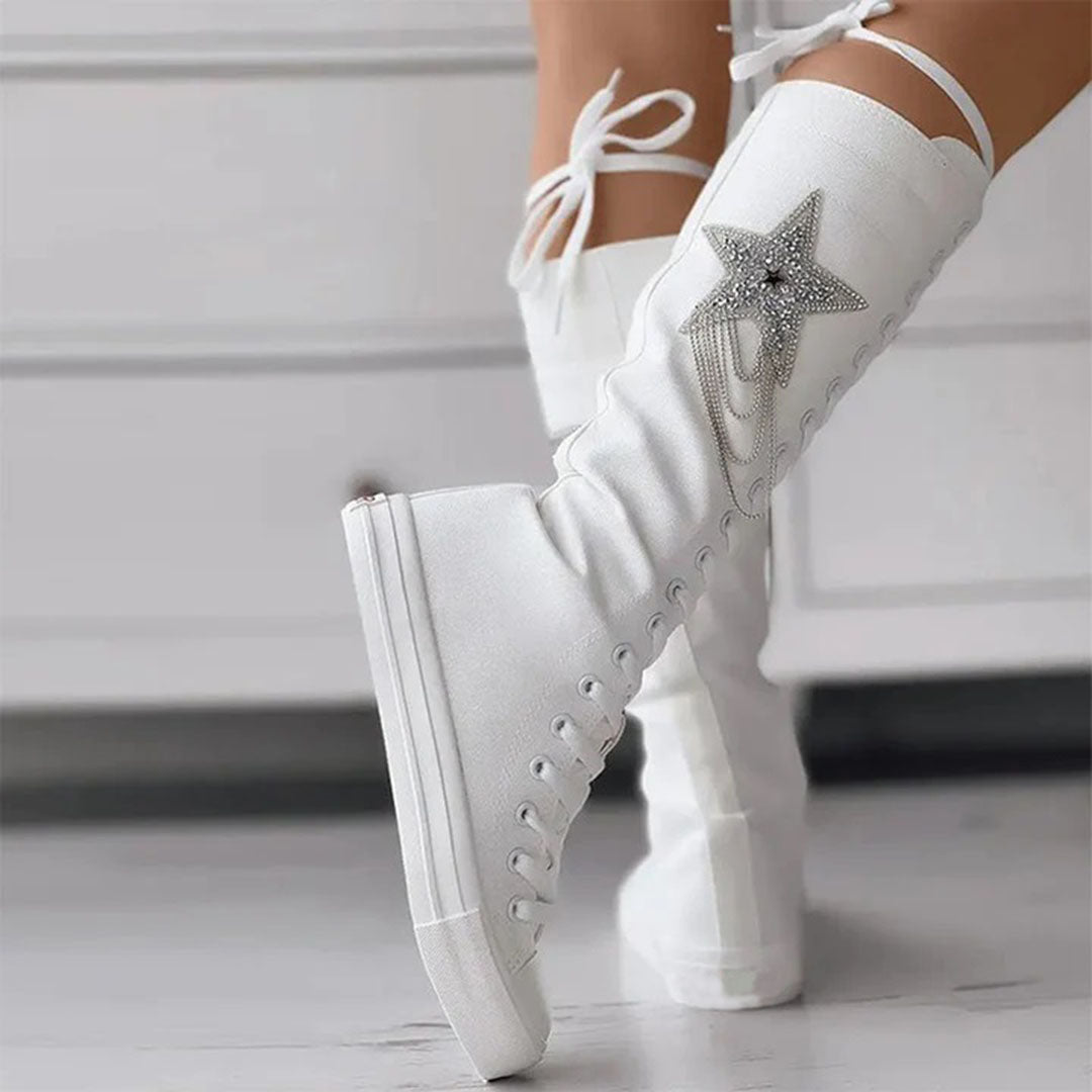 Orthopädische Schnürschuhe mit Stern-Design und hohem Schaft