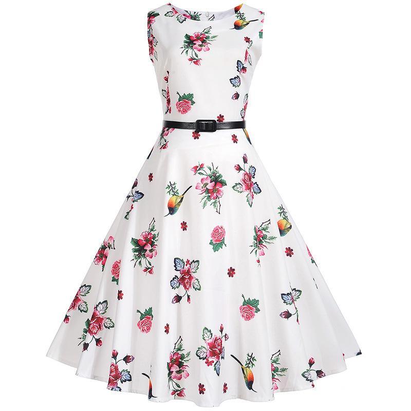 WW | Kolibri Blumenmuster A Linie Kleid