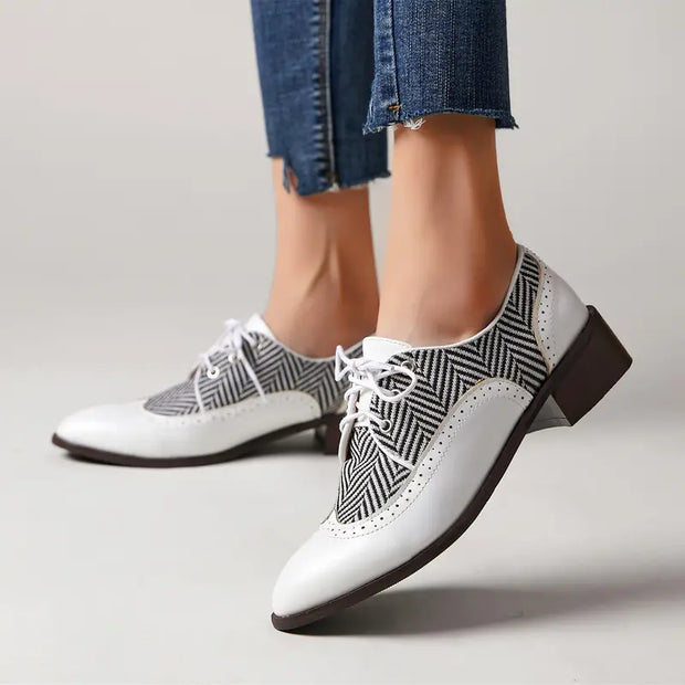 WW | Gestreifte Schnürschuhe Aus Leder Für Damen