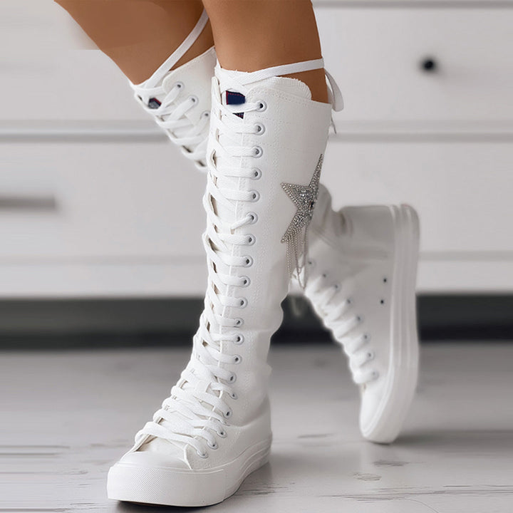 Orthopädische Schnürschuhe mit Stern-Design und hohem Schaft