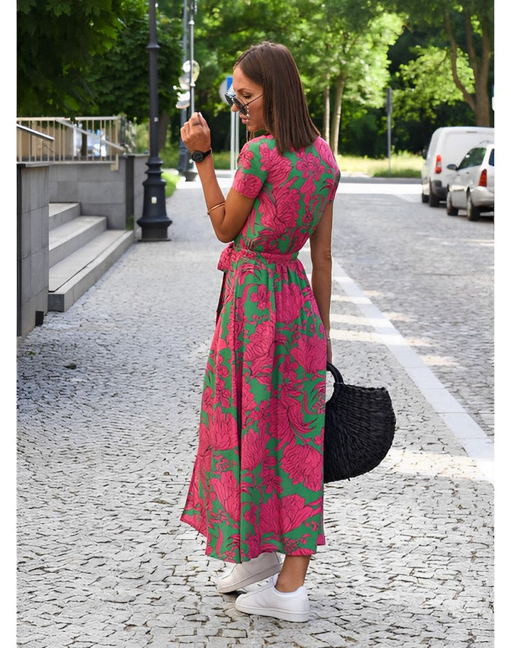 W&W Mode | Bedruckt Kurzarm Maxi Kleid Sommerkleid