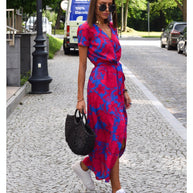 WW | Bedruckt Kurzarm Maxi Kleid Sommerkleid