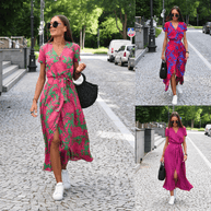 WW | Kurzarm V-Ausschnitt Sommerkleid Maxikleid