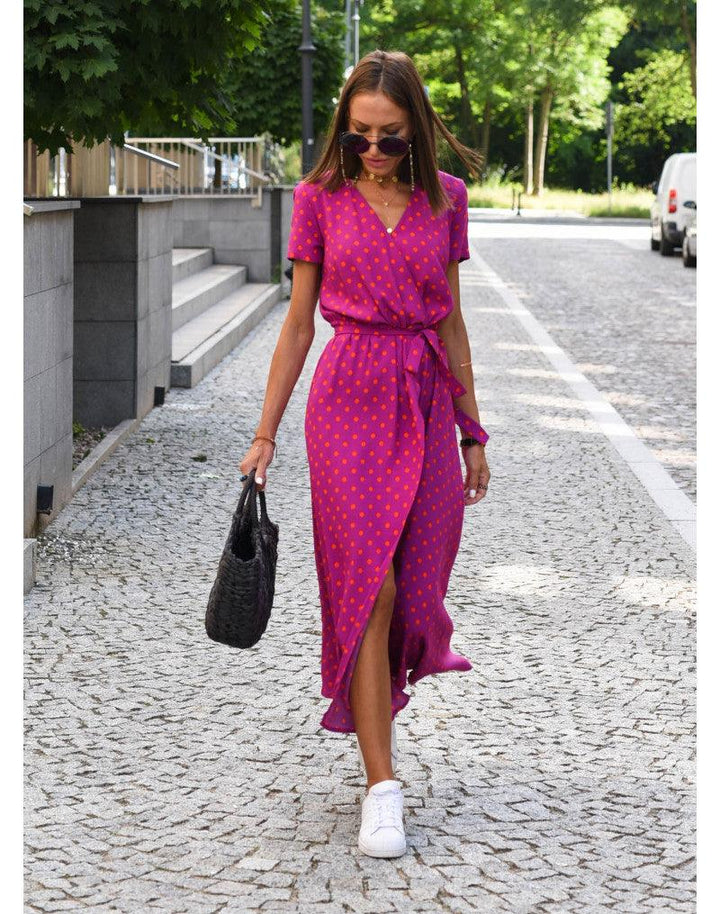 W&W Mode | Kurzarm V-Ausschnitt Sommerkleid Maxikleid