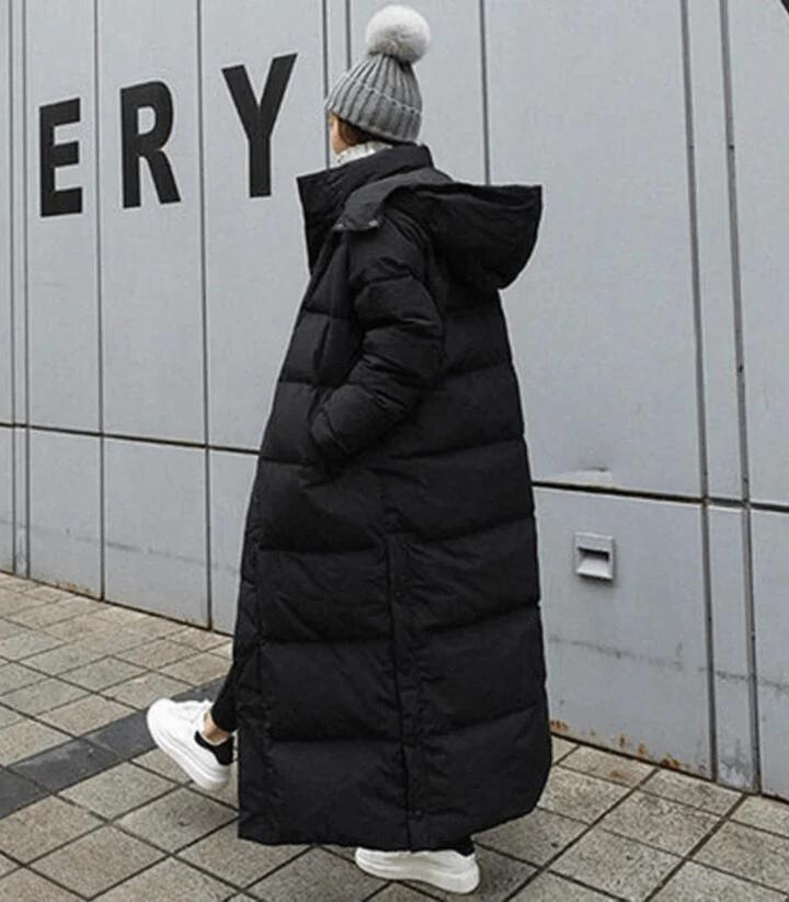 W&W Mode | Lange Kapuzenpuffer Daunen Jacke für Frauen