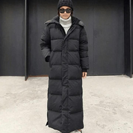 WW | Lange Kapuzenpuffer Daunen Jacke für Frauen