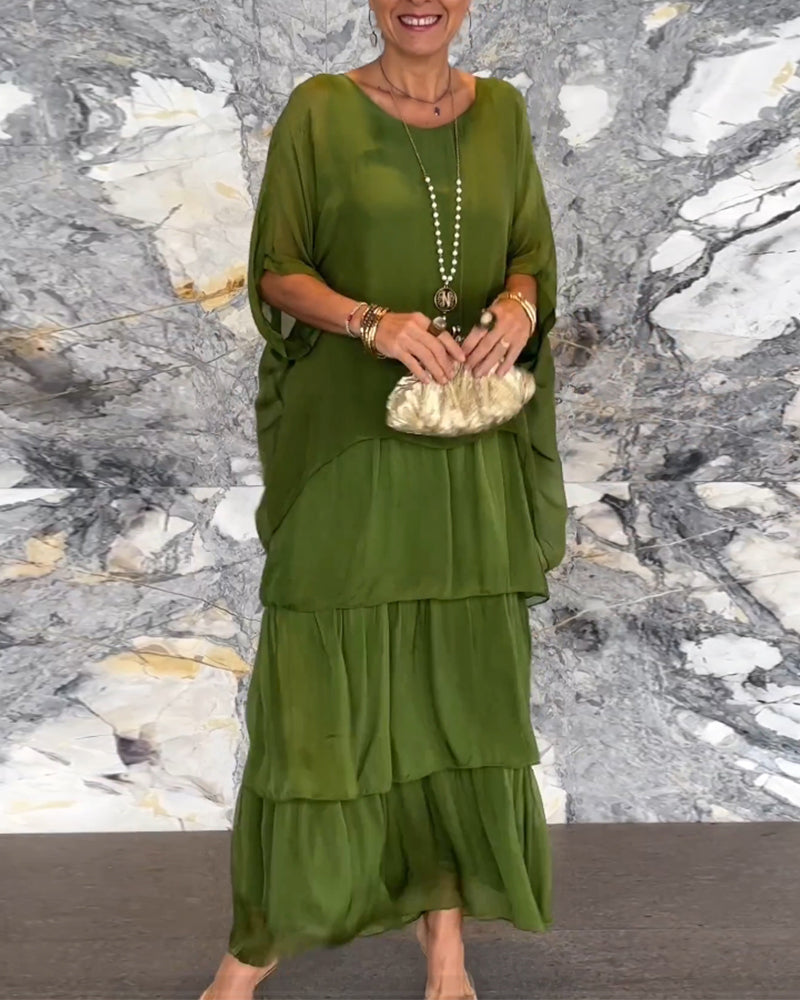 Grün Artistic Lockeres Kleid