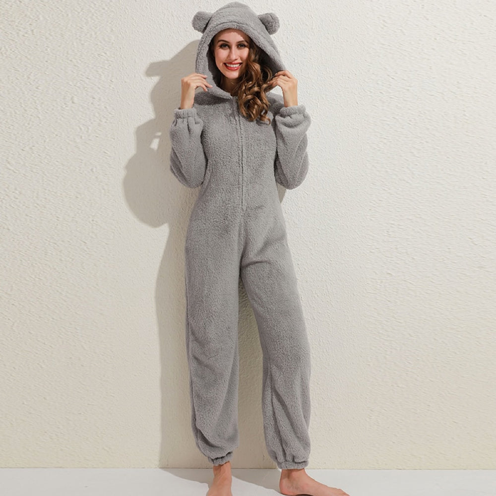 WW | Overalls Mit Kapuze Zip up Einteiler Für Erwachsene Loungewear