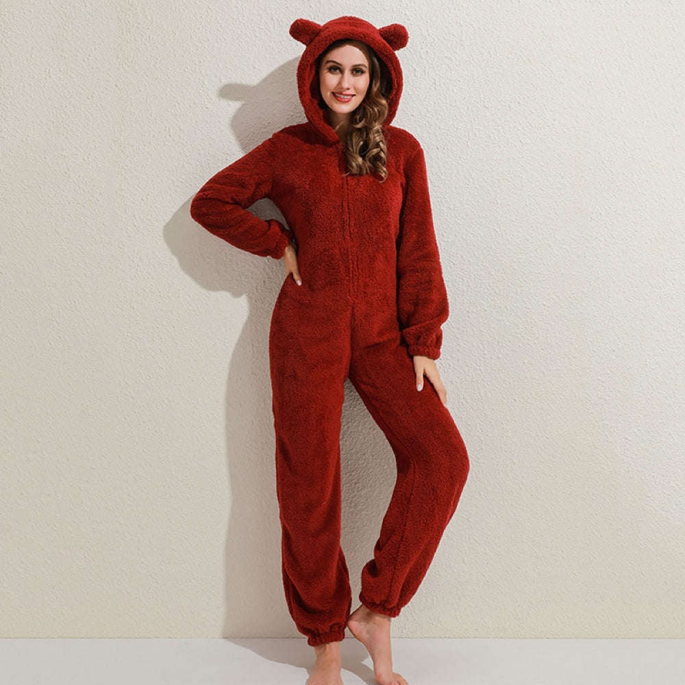 WW | Overalls Mit Kapuze Zip up Einteiler Für Erwachsene Loungewear