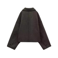 WW | Einreiher Lockere Passform Kurzer Wollmantel Woll Trenchcoat für Damen