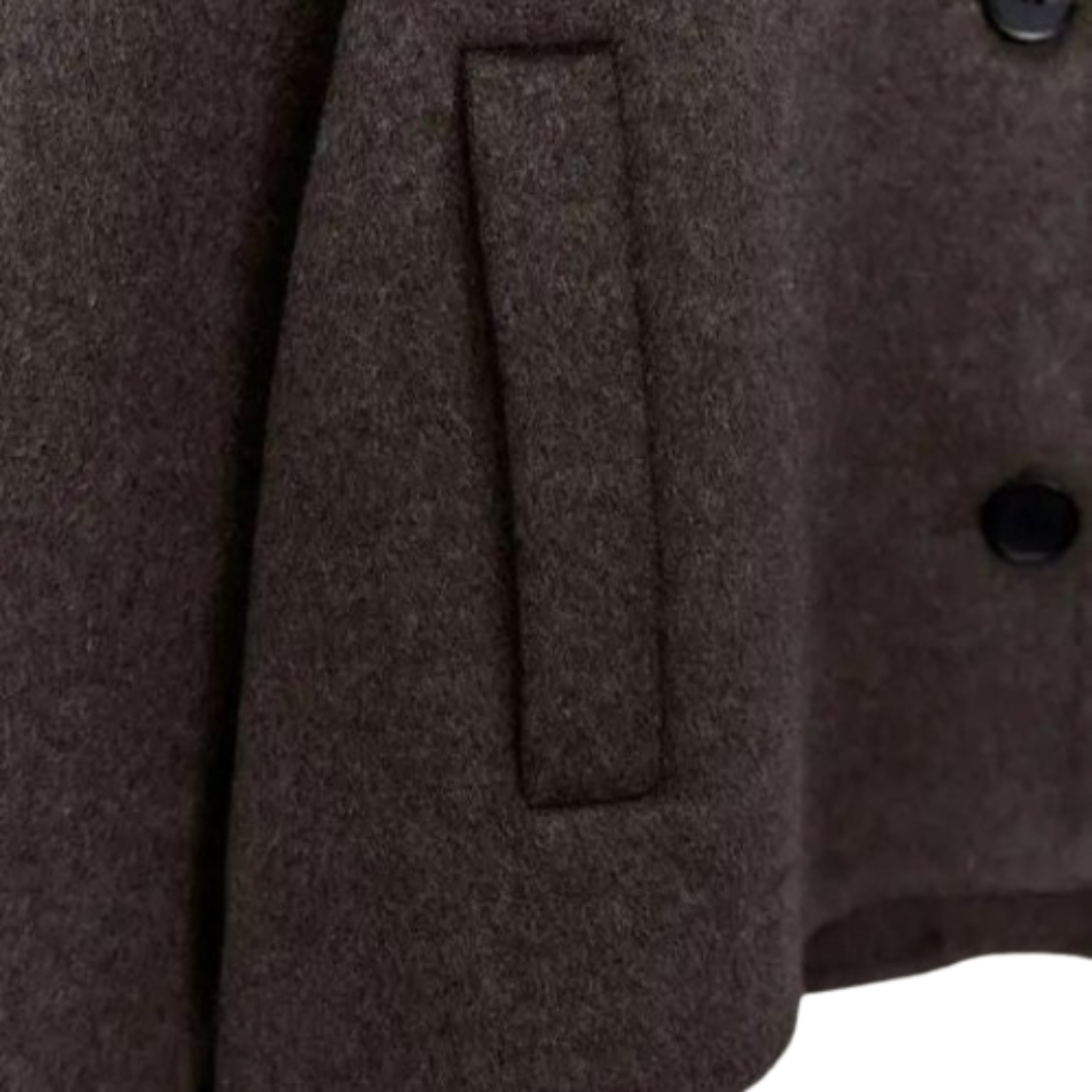 WW | Einreiher Lockere Passform Kurzer Wollmantel Woll Trenchcoat für Damen