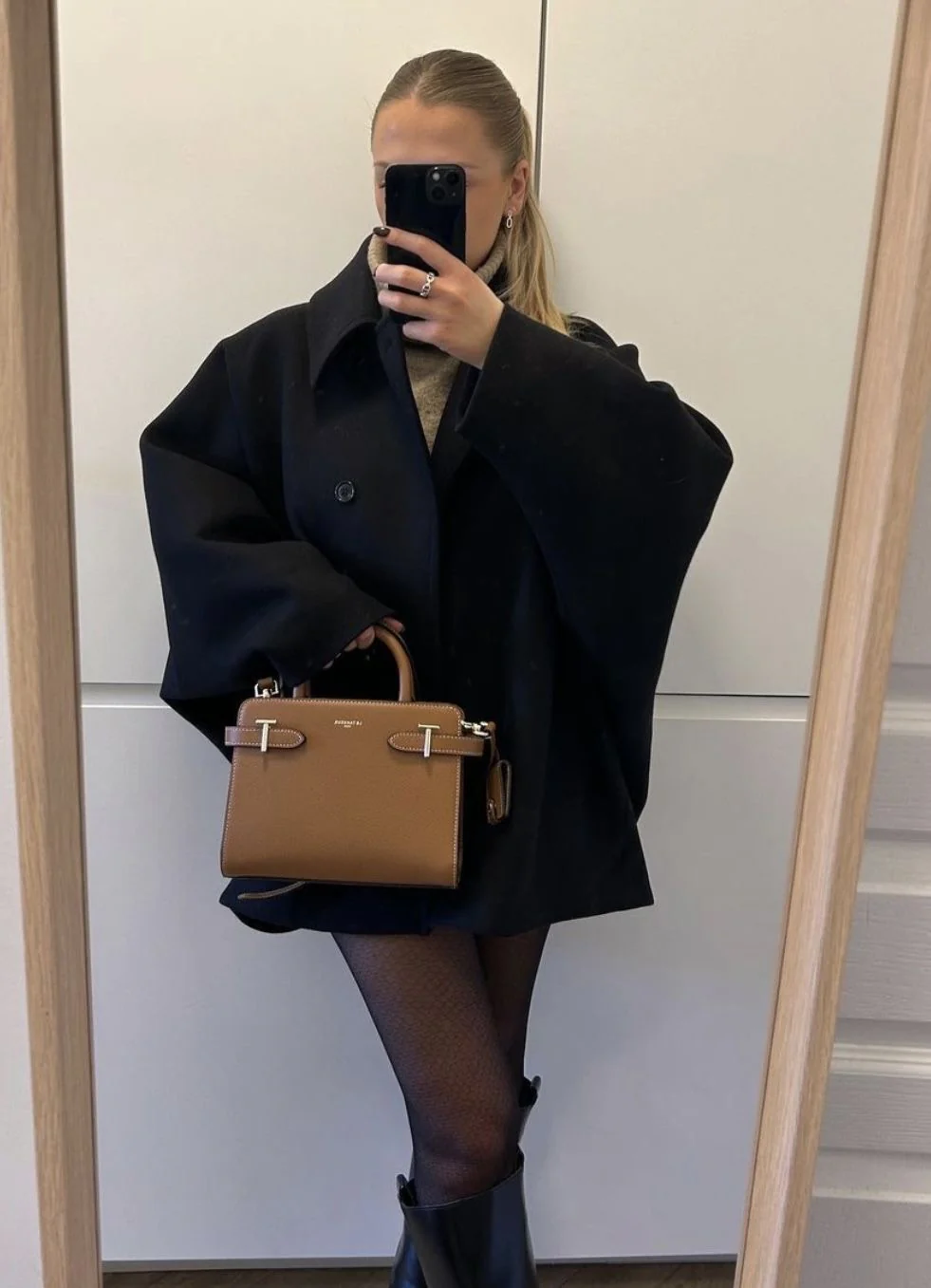 W&W Mode | Lockere Passform Einreihig Übergroße Jacke Kurzer Wollmantel für Damen