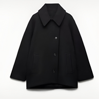 WW | Lockere Passform Einreihig Übergroße Jacke Kurzer Wollmantel für Damen