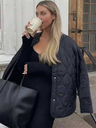 W&W Mode - Stepp Oversize-Jacke Mit Druckknöpfen