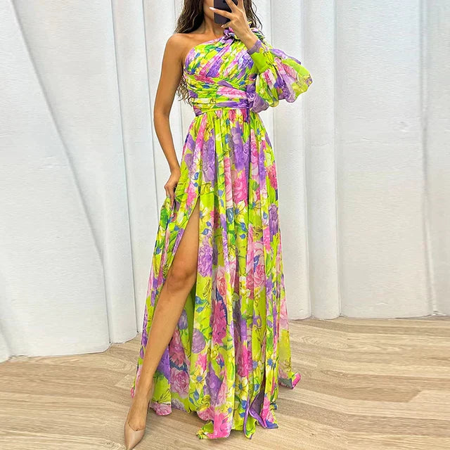 WW | Elegantes Maxikleid mit Einem Ärmel