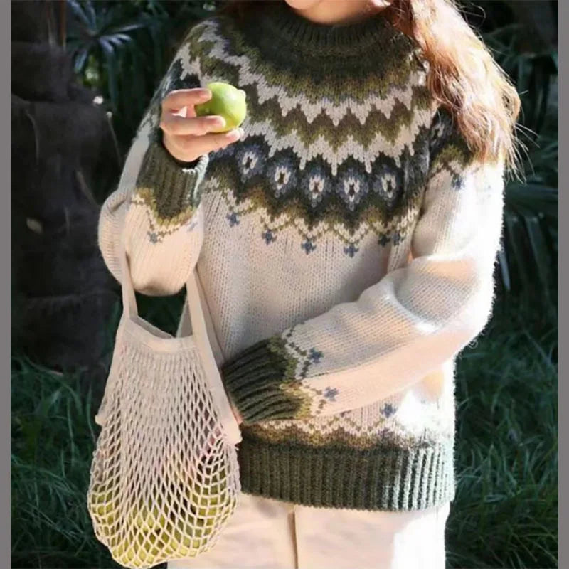 WW | norwegischer Yoke-Pullover - warmer skandinavischer Damenpullover