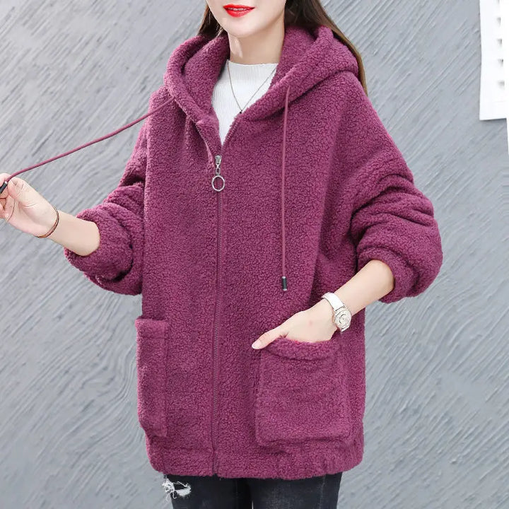 W&W Mode | Lässige Herbst Fleece Weste mit Kapuze für Frauen