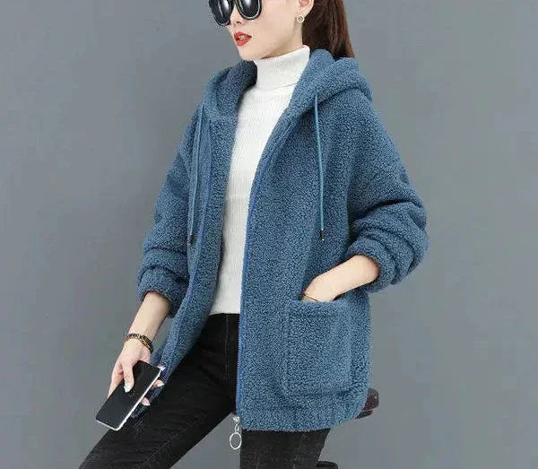 W&W Mode | Lässige Herbst Fleece Weste mit Kapuze für Frauen