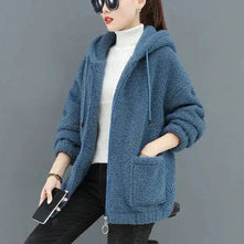 WW | Lässige Herbst Fleece Weste mit Kapuze für Frauen