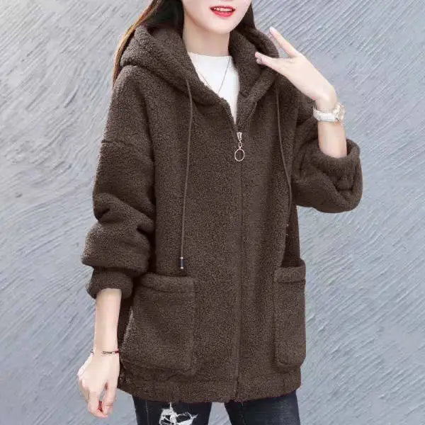 WW | Lässige Herbst Fleece Weste mit Kapuze für Frauen