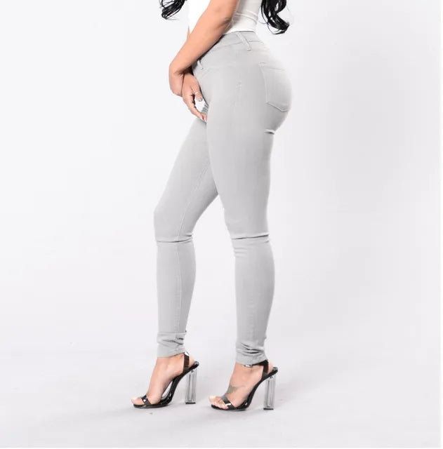 W&W Mode - Hohe Taille Skinny Büro-Damenjeans