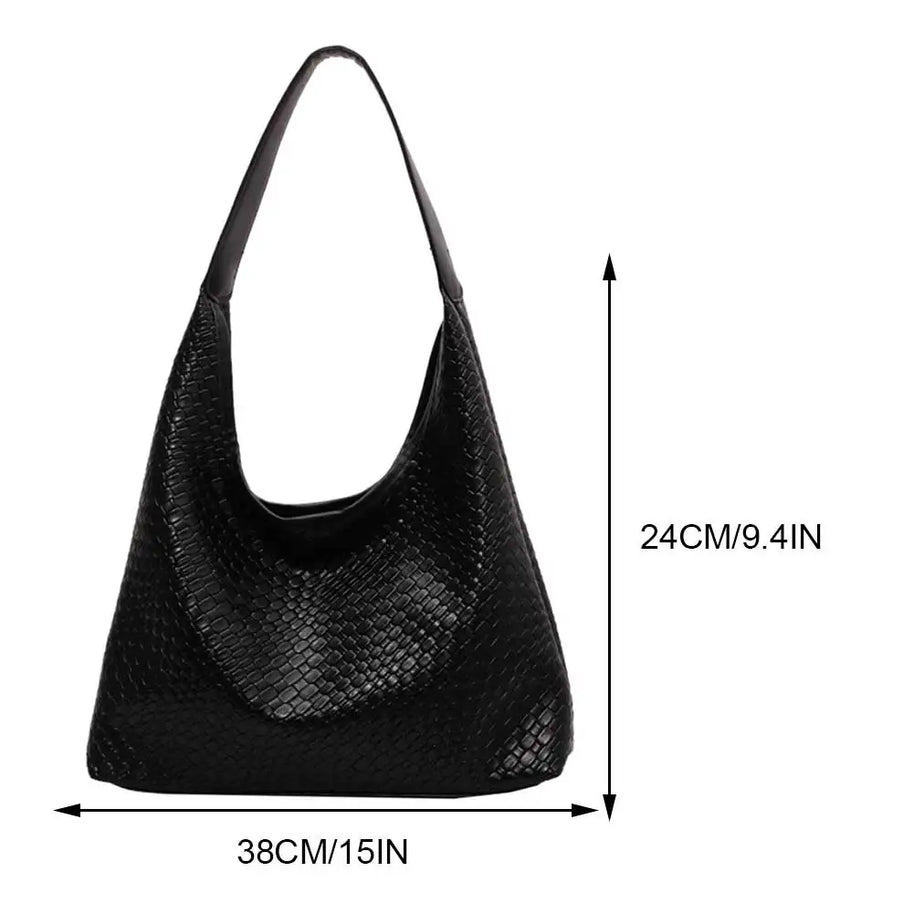 WW - Damen Vielseitige Schultertasche aus weichem Leder mit gewebtem Hobo-Design