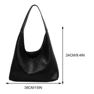 WW - Damen Vielseitige Schultertasche aus weichem Leder mit gewebtem Hobo-Design