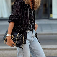 WW | Pailletten Loungewear Jacke Für Damen