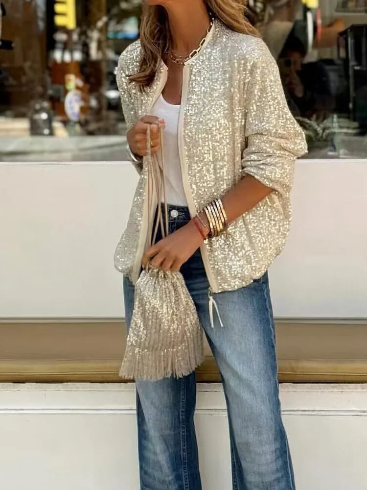 WW | Pailletten Loungewear Jacke Für Damen