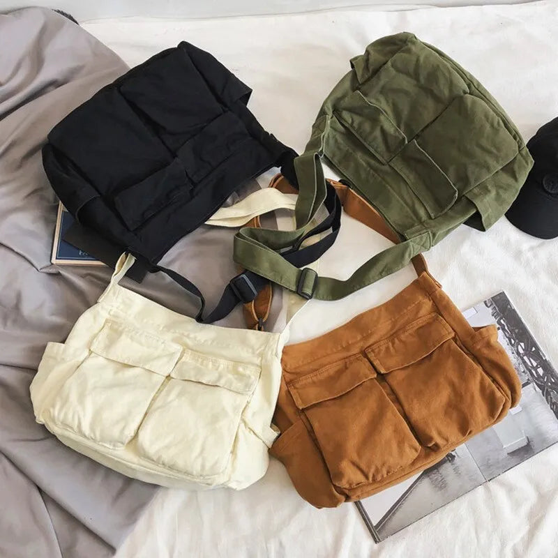 WW – Damen-Umhängetasche im Vintage-Stil aus Canvas
